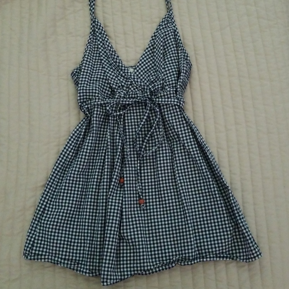 Small blue/white maternity gingham tank top